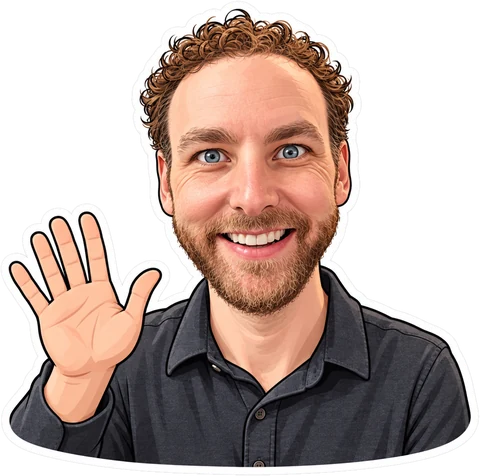 A cartoon of Prof. Collier, waving hello